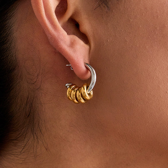 Wholesale Stainless Steel Geometric Cshaped Electroplated Women's Earrings