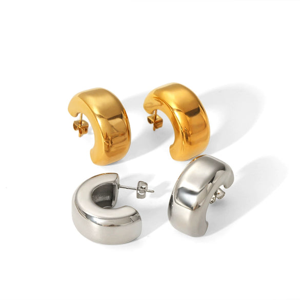 Wholesale Stainless Steel Geometric Cshaped Electroplated Women's Earrings