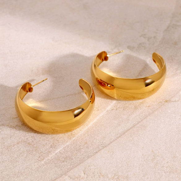 Wholesale Stainless Steel Geometric Cshaped Electroplated Women's Trend Jewelry Earrings