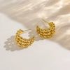 Wholesale Stainless Steel Geometric Cshaped 3Layer Round Bead Stitching Handmade Electroplated Women's Earrings