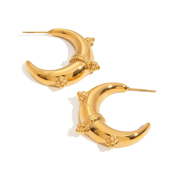 Wholesale Stainless Steel Geometric Cshaped Moon Earrings Retro Style Electroplated For Women