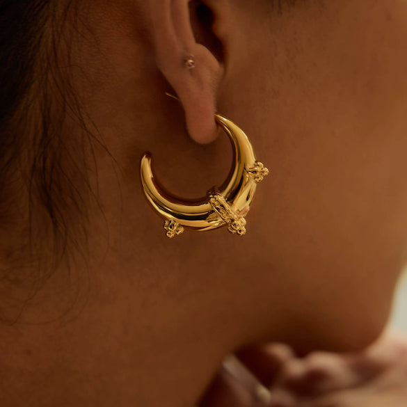 Wholesale Stainless Steel Geometric Cshaped Moon Earrings Retro Style Electroplated For Women