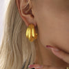 Wholesale 316L Stainless Steel Geometric Cshaped Multilayer Heavy Polished Pvd Plated 18K Real Gold Women's Earrings