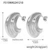 Wholesale 316L Stainless Steel Geometric Cshaped Multilayer Heavy Polished Pvd Plated 18K Real Gold Women's Earrings