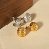 Wholesale Stainless Steel Geometric Cshaped Tassel Pleated Texture Electroplated Women's Earrings