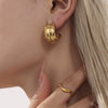 Wholesale Stainless Steel Geometric Cshaped Wrinkled Texture Cast Pvd Electroplated Women's Earrings