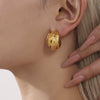 Wholesale Stainless Steel Geometric Cshaped Wrinkled Texture Cast Pvd Electroplated Women's Earrings