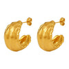 Wholesale Stainless Steel Geometric Cshaped Wrinkled Texture Cast Pvd Electroplated Women's Earrings