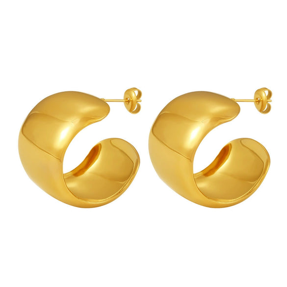 Wholesale Stainless Steel Geometric Ctype Pvd Plated Gold Fadeless Fashion Earrings For Women