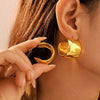 Wholesale Stainless Steel Geometric Ctype Pvd Plated Gold Fadeless Fashion Earrings For Women