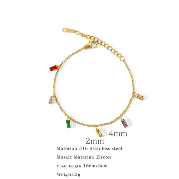 Wholesale Stainless Steel Geometric Cube Zircon Pendant Clavicle Chain Electroplated Unisex Jewelry