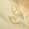 Wholesale Stainless Steel Geometric Cut Out Pearl Vintage Earrings Electroplated