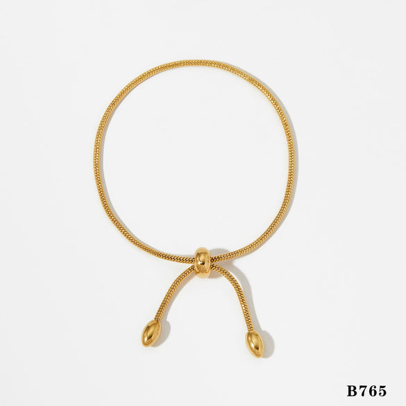 Wholesale Stainless Steel Geometric Design Adjustable Chain Bracelet With Real Gold Plating Light Luxury And Minimalist Style