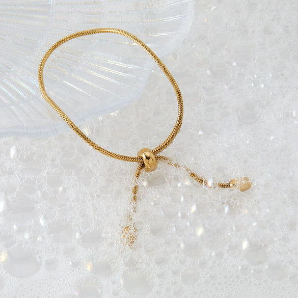 Wholesale Stainless Steel Geometric Design Adjustable Chain Bracelet With Real Gold Plating Light Luxury And Minimalist Style