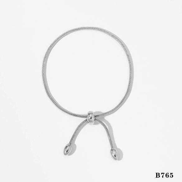Wholesale Stainless Steel Geometric Design Adjustable Chain Bracelet With Real Gold Plating Light Luxury And Minimalist Style