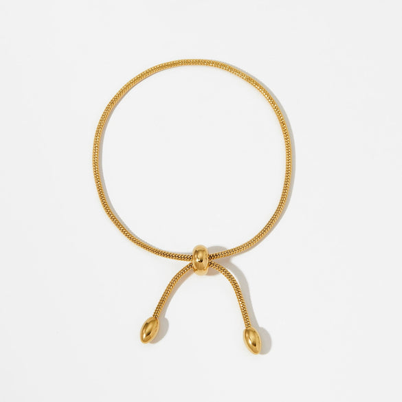 Wholesale Stainless Steel Geometric Design Adjustable Chain Bracelet With Real Gold Plating Light Luxury And Minimalist Style