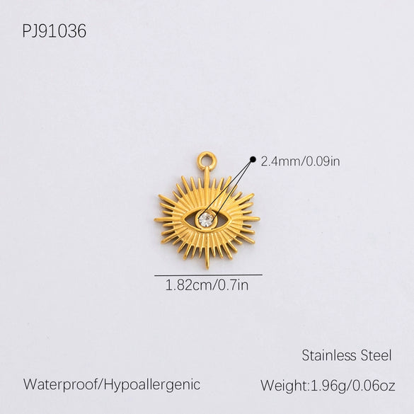 Wholesale Stainless Steel Geometric Devil's Eye 18K Gold Plated Pendant Necklace
