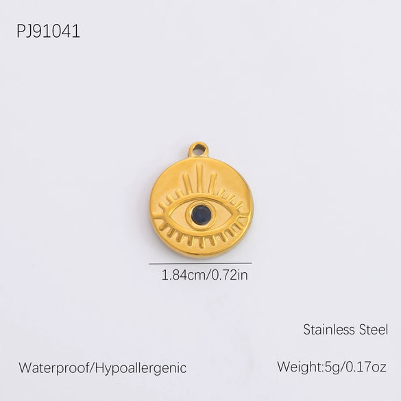 Wholesale Stainless Steel Geometric Devil's Eye 18K Gold Plated Pendant Necklace