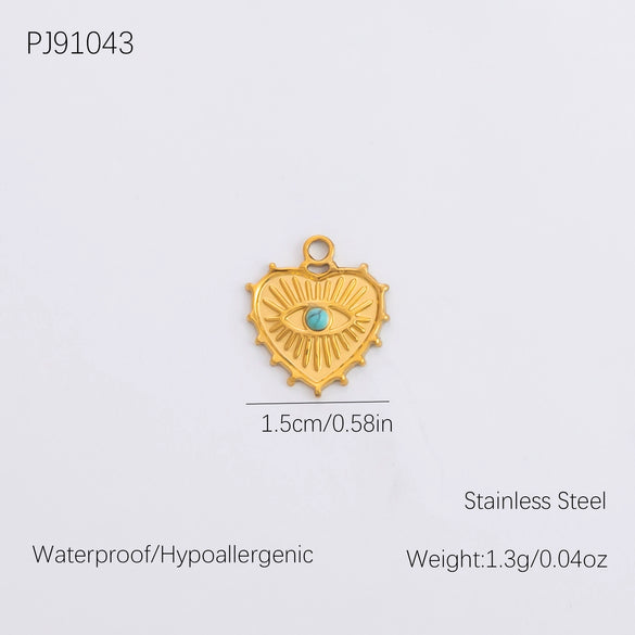 Wholesale Stainless Steel Geometric Devil's Eye 18K Gold Plated Pendant Necklace