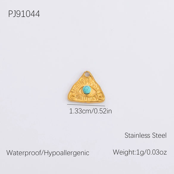 Wholesale Stainless Steel Geometric Devil's Eye 18K Gold Plated Pendant Necklace