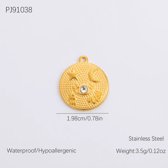 Wholesale Stainless Steel Geometric Devil's Eye 18K Gold Plated Pendant Necklace
