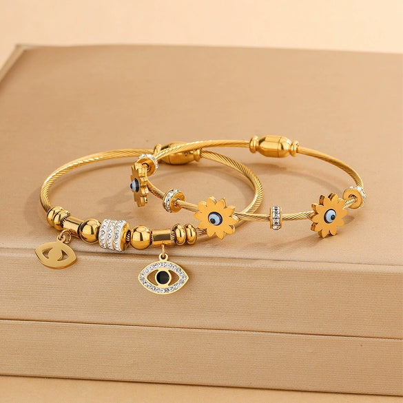 Wholesale Stainless Steel Geometric Devil's Eye 18K Goldplated Personalized Bracelets