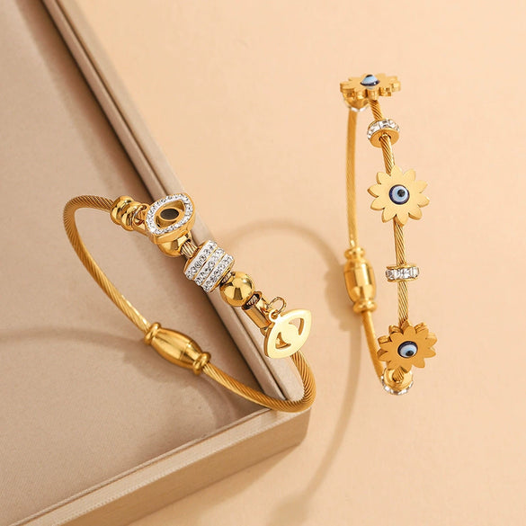 Wholesale Stainless Steel Geometric Devil's Eye 18K Goldplated Personalized Bracelets