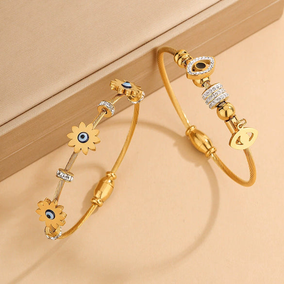 Wholesale Stainless Steel Geometric Devil's Eye 18K Goldplated Personalized Bracelets