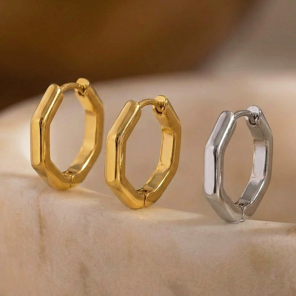 Wholesale Stainless Steel Geometric Diamond Electroplated Earrings For Women