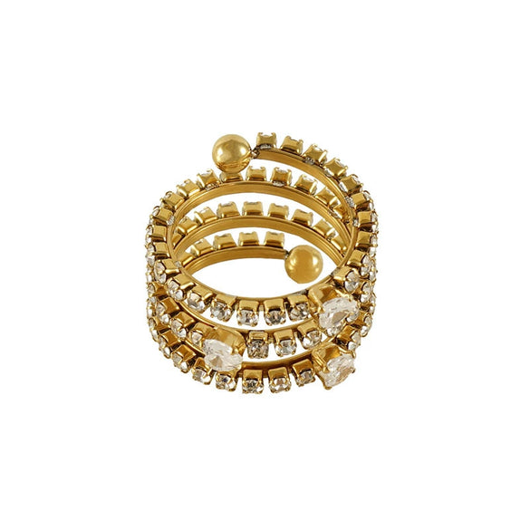 Wholesale 316L Stainless Steel Geometric Diamond Multi Layer Opening Adjustable Women's Ring