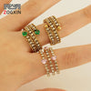 Wholesale 316L Stainless Steel Geometric Diamond Multi Layer Opening Adjustable Women's Ring
