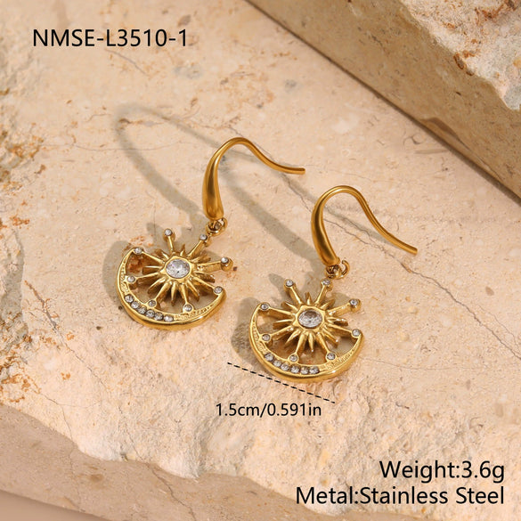 Wholesale Stainless Steel Geometric Diamondencrusted Jewelry Sets For Women With Electroplating Design