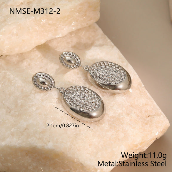 Wholesale Stainless Steel Geometric Diamondencrusted Jewelry Sets For Women With Electroplating Design
