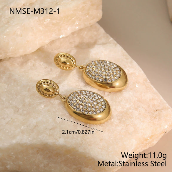 Wholesale Stainless Steel Geometric Diamondencrusted Jewelry Sets For Women With Electroplating Design