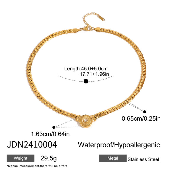 Wholesale Stainless Steel Geometric Diamondencrusted Retro Light Luxury Clavicle Chain Necklace With Electroplating For Women