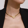 Wholesale Stainless Steel Geometric Diamondencrusted Retro Light Luxury Clavicle Chain Necklace With Electroplating For Women