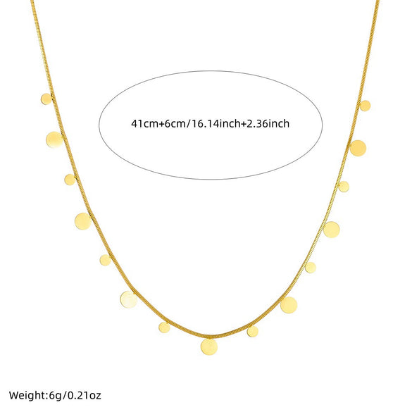 Wholesale Stainless Steel Geometric Disc Square Clavicle Chain Necklace Goldplated Snake Bone Chain For Women