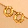 Wholesale Stainless Steel Geometric Dot Hammer Pattern Electroplated Ushaped Cut Out Asymmetrical Earrings For Women