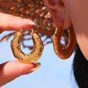 Wholesale Stainless Steel Geometric Dot Hammer Pattern Electroplated Ushaped Cut Out Asymmetrical Earrings For Women