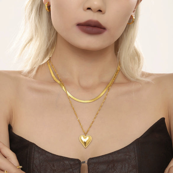 Wholesale Stainless Steel Geometric Double Clavicle Necklace Jewelry Electroplated With 18K Gold For Women Light Luxury Style