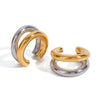Wholesale Stainless Steel Geometric Double Cshaped Electroplated Women's Ear Clip Earrings