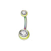 Wholesale Stainless Steel Geometric Double Drill Double Ball Diamond Navel Ring For Unisex
