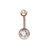 Wholesale Stainless Steel Geometric Double Drill Double Ball Diamond Navel Ring For Unisex