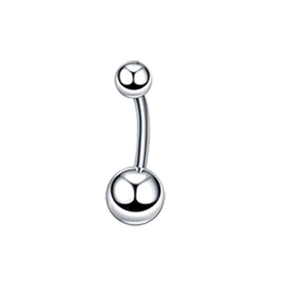 Wholesale Stainless Steel Geometric Double Drill Double Ball Diamond Navel Ring For Unisex
