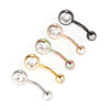 Wholesale Stainless Steel Geometric Double Drill Double Ball Diamond Navel Ring For Unisex