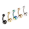 Wholesale Stainless Steel Geometric Double Drill Double Ball Diamond Navel Ring For Unisex