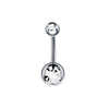 Wholesale Stainless Steel Geometric Double Drill Double Ball Diamond Navel Ring For Unisex