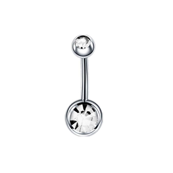 Wholesale Stainless Steel Geometric Double Drill Double Ball Diamond Navel Ring For Unisex