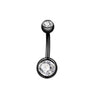 Wholesale Stainless Steel Geometric Double Drill Double Ball Diamond Navel Ring For Unisex