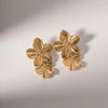 Wholesale Stainless Steel Geometric Double Flower Electroplated Women's Earrings Fashion Light Luxury Style